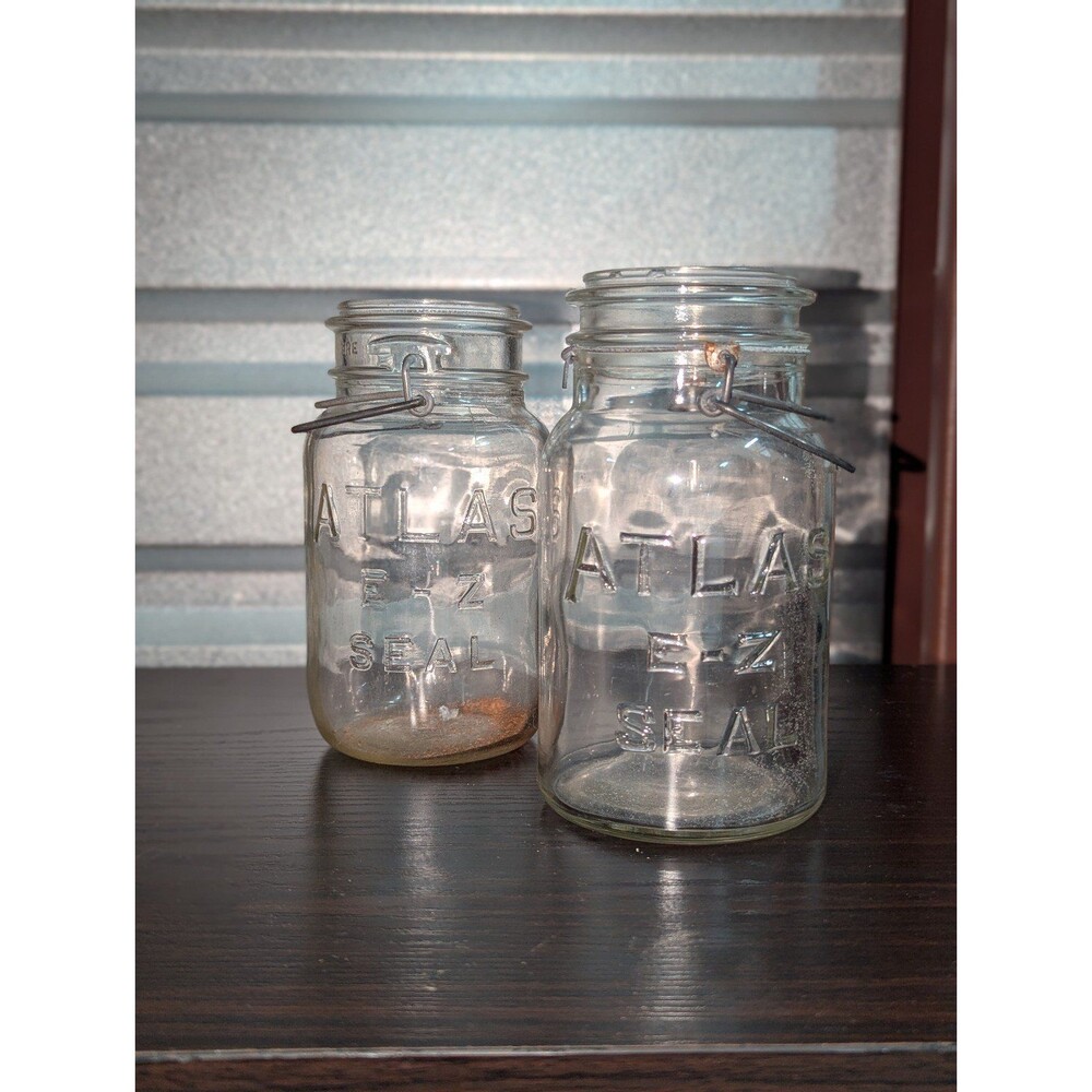 Set of two vintage ATLAS mason jars